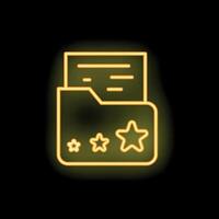 Neon icon of folder with important documents rating stars vector