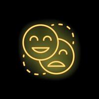 Neon icon showing mood swings with happy and sad faces vector
