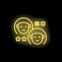 Neon icon of customer feedback with positive and negative reviews vector