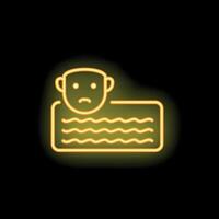 Neon icon of sad person drowning in information flow vector