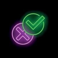 Neon green tick and pink cross showing validation and refusal vector