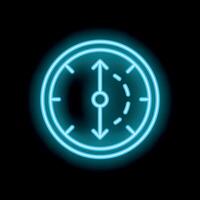 Neon clock icon showing time passing quickly vector