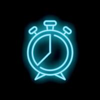 Neon clock showing time passing on black background vector
