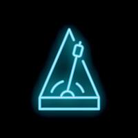 Neon metronome icon glowing on dark background vector