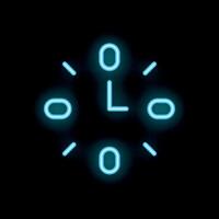 Neon clock shining on black background vector