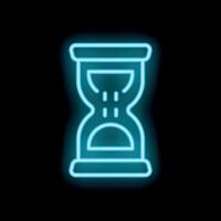 Neon blue hourglass showing time passing on dark background vector