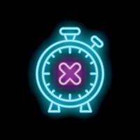 Neon icon of alarm clock showing time out vector