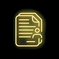 Neon icon of documents with user profile representing online registration process vector
