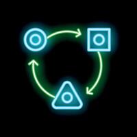 Neon workflow diagram showing project management process vector