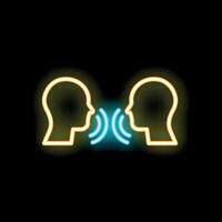 Neon icon of two people talking and communicating vector