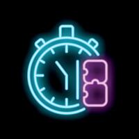 Neon stopwatch showing time passing concept icon vector