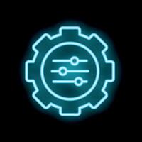 Neon gear icon representing software customization options vector