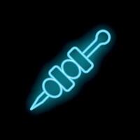 Neon sign showing skewer with olives for bar or restaurant vector