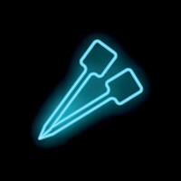 Neon skewer icon glowing against a black background vector