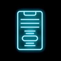 Neon icon of smartphone displaying mobile app interface with editable text fields vector