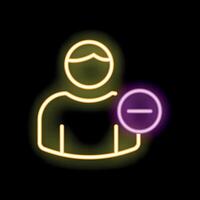 Neon sign showing man with minus symbol vector