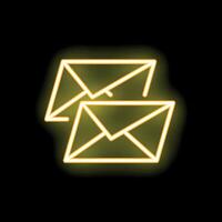 Yellow neon light showing email inbox icon on black background vector