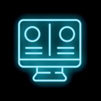 Neon icon of computer showing comparison of two options vector