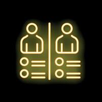 Neon icon of two candidates comparing and choosing for hiring process vector