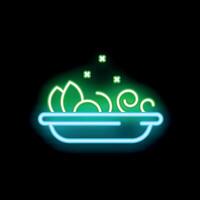 Neon sign representing salad in a bowl for restaurant or food delivery service vector