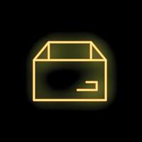 Neon yellow open box shipping storage container icon vector