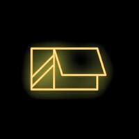 Neon yellow open box on black background vector