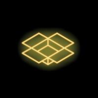Neon yellow open box glowing against dark background vector