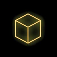 Glowing neon cube floating on black background vector