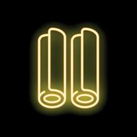 Neon sign showing two cinnamon sticks glowing on black background vector