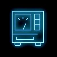 Blue neon sign of retro arcade game machine on black background vector