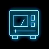 Neon blue oscilloscope showing sinus signal on dark background vector