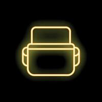 Neon yellow credit card inserting into pos terminal icon vector