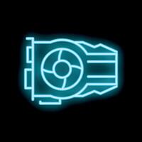 Neon icon of computer graphics card glowing on black background vector