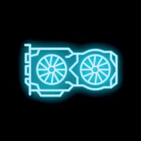 Neon icon of powerful graphics card for gaming or mining vector