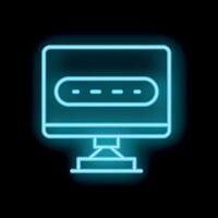 Neon blue computer monitor showing password protected website login page icon vector