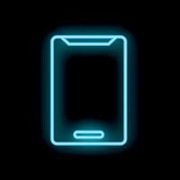 Blue neon smartphone glowing on black background vector