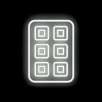 White neon sign showing chocolate bar on black background vector