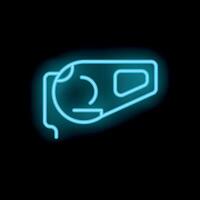Glowing neon icon of a speedometer showing speed limit on black background vector