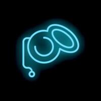 Blue neon sign showing a yo yo toy on a black background vector