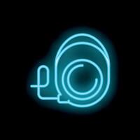 Neon icon of tape measure glowing on dark background vector