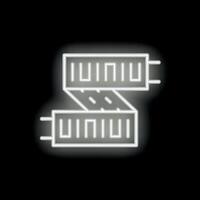White neon sign icon of retractable utility knife on black background vector
