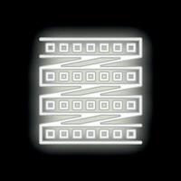 Neon icon of network switch hub with connectors glowing on black background vector
