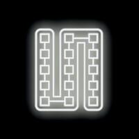 Neon white algorithm icon glowing on black background vector