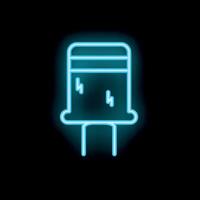 Neon style icon of electronic capacitor component for circuit boards vector