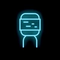 Blue neon icon of a fuse resistor electronic component glowing on a black background vector