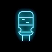 Blue neon light depicting a diode resistor on a black background vector