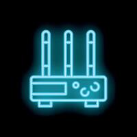 Neon wifi router glowing on black background vector