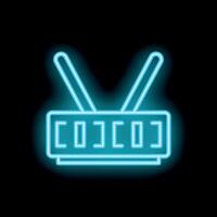Neon wifi router sign glowing on a black background vector