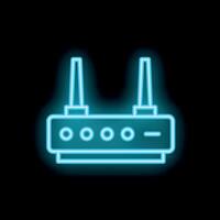 Neon icon of wi fi router glowing on black background vector