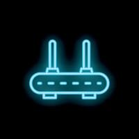Neon icon of wi fi router glowing on black background vector